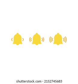 notification bell icon set isolated on white background.render yellow ringing bell with new notification for social media reminder.vector icon