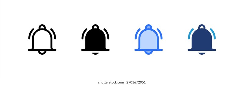 Notification Bell icon set multiple style collection. Vector illustration.