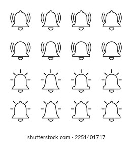 Notification bell icon set. New message notification icon collection, design for web Vector Illustration