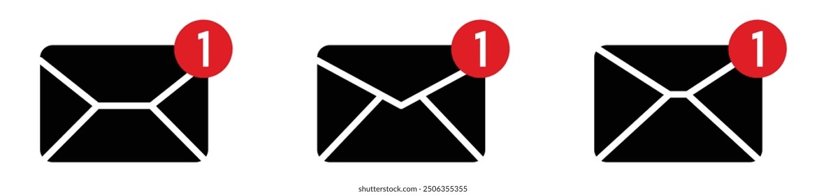 Notification bell icon set. New email message notification icon or alarm alert reminder icon.