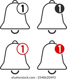 Notification bell icon set. New notice sign symbol. Social media element. alert notifications
