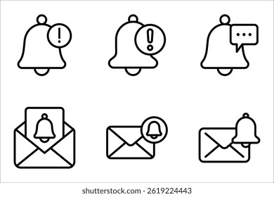 Notification bell icon set. New message notofication icons collection. vector illustration on white background