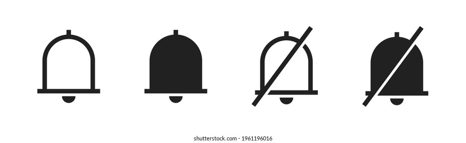 Notification bell icon set on white background. Vector bells symbol collection.