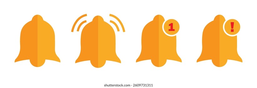 Notification bell icon set on black circle. Bell Icon set illustration. Notification sign and symbol for web, phone,  design Alert, alarm sign symbol