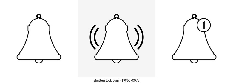 Notification bell icon set in simple style.vector icon.