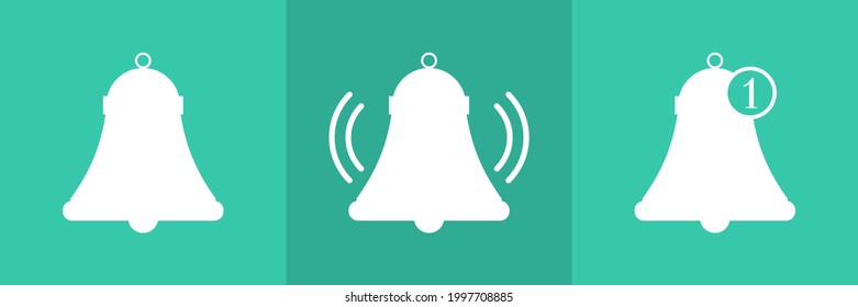 Notification bell icon set. Notification bell symbol in simple style. Vector icon.
