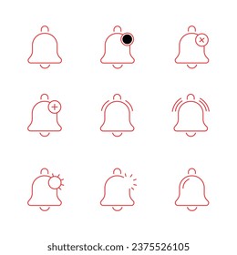 Notification bell icon set. Vector Line Icons of simple mobile message.