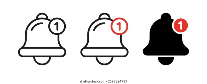 Notification bell icon set, vector 10 eps.
