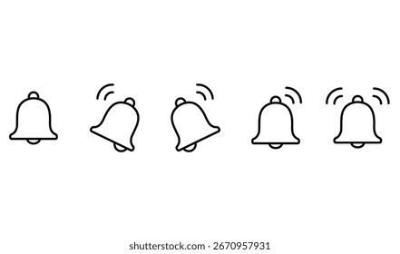 Ícone de campainha de notificação define vetor.