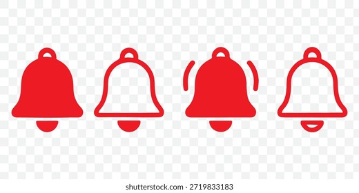 Ilustración vectorial de conjunto de iconos de campana de notificación.