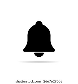 Notification bell icon with shadow. Reminder, alarm symbol