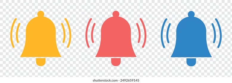 Notification Bell Icon, Subscription Alarm set Vector Illustration. Silhouette and Outline Shape. on transparent back ground.