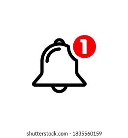 Símbolo de icono de timbre de notificación vector en fondo blanco
