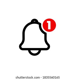 Símbolo de icono de timbre de notificación vector en fondo blanco