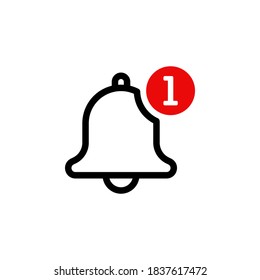 Símbolo de icono de timbre de notificación vector en fondo blanco