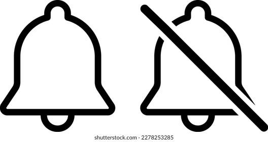 notification bell icon . turn off notification bell icon , silent mode vector icon design for website, app, UI,	