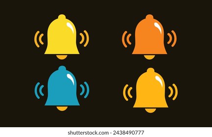 Ilustración vectorial de icono de campana de notificación para uso comercial.