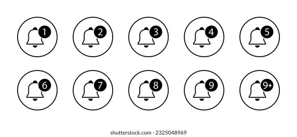 Notification bell icon vector isolated on circle line