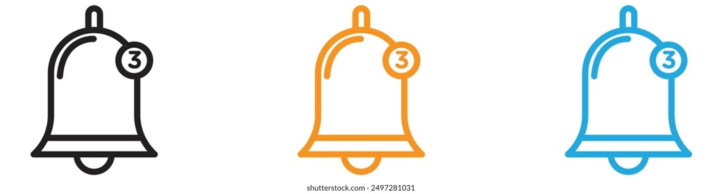 Notification bell icon vector logo set collection for web app ui