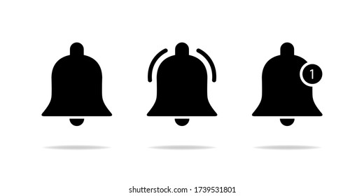 Vectores de iconos de la Campana de notificaciones en fondo blanco. Ilustración de símbolo de alarma