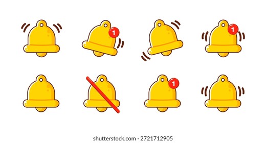 Benachrichtigungsglocken-Symbole mit Aktiv- und Stummschaltungen
