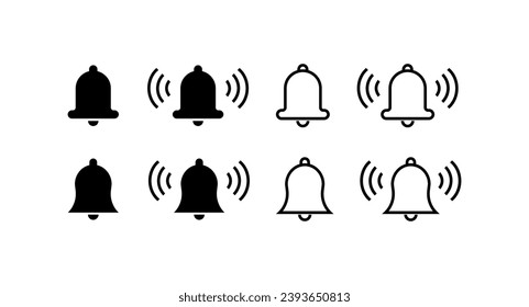 Notification bell icons. Linear, bells for notification design. Vector icons