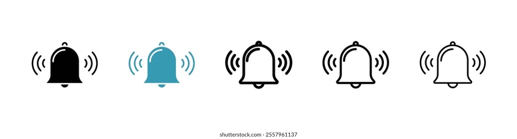 Notification bell icons pack in black and blue.