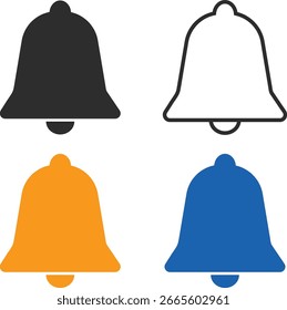 Conjunto de iconos de campana, iconos para notificaciones de App, elemento de redes sociales, símbolo de Vector de icono de campana,
