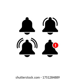 Iconos de timbre de notificación establecidos para el mensaje de entrada entrante. La campana sonora del vector. Nuevo mensaje en el fondo aislado. Vector Eps 10