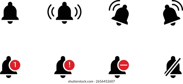 Conjunto de iconos de campana de notificación	Lotes 