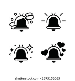 Notification Bell Icons Set with Various Decorative Elements