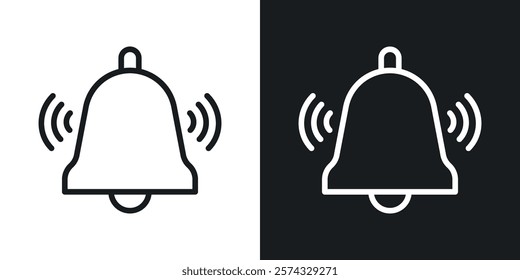 Notification bell icons in thin black and white stroke liner style