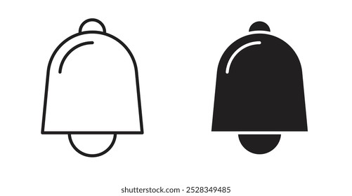 Notification bell icons. Vector set in filled and line style.