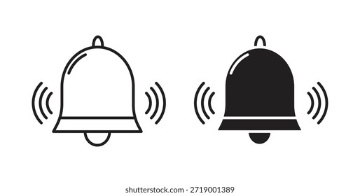 Notification bell icons, vector symbols. filled flat sign