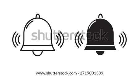 Notification bell icons, vector symbols. filled flat sign