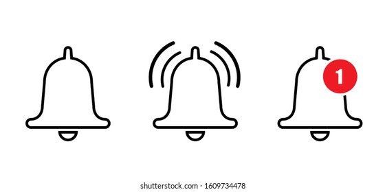 Notification bell or incoming inbox message vector icon. 