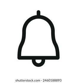 Icono aislado de campana de notificación, icono de Vector de contorno de campana de alerta con trazo editable