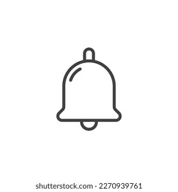 Icono de la línea del timbre de notificación. signo de estilo lineal para concepto móvil y diseño web. Icono de vector de contorno de timbre de aviso. Símbolo, ilustración del logotipo. Gráficos vectoriales