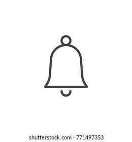 Notification bell line icon, outline vector sign, linear style pictogram isolated on white. Door ringing bell symbol, logo illustration. Editable stroke