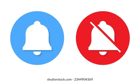 Notification bell on off icon vector. Mute reminder button