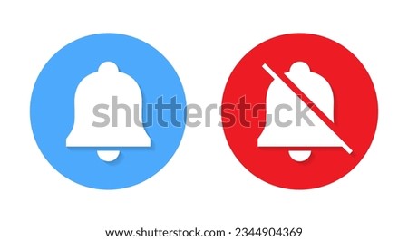 Notification bell on off icon vector. Mute reminder button