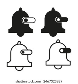 Signaltonumriss der Benachrichtigung. Aktives Warnmeldungssymbol für die Vektorgrafik. Stummschaltung des Signals. Sound-Erinnerungsdesign.