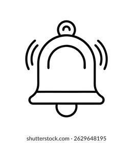 Icono de contorno de campana de notificación: Ilustración vectorial sobre fondo blanco