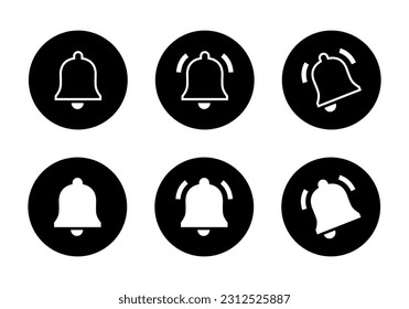 Campana de notificación, colección de conjunto de iconos de recordatorio. Ilustración del vector
