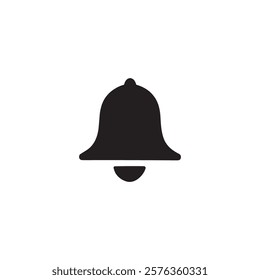 Notification Bell Silhouette Vector Icon - Minimal Black and White Design . 