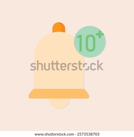 Notification bell with ten plus messages icon digital communication design