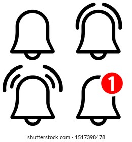 Notification Bell Vector Icons Set. Reminder Illustration Symbol Collection. Notice Sign Or Logo.