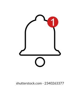 Notification bell. Vector, outline icon design. Message, alarm, ring, call, reminder. 