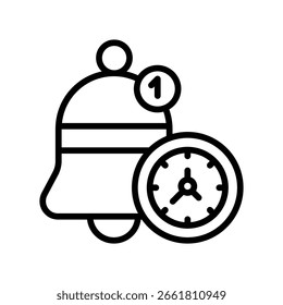 Icono de contorno de Vector de campana de notificación. Archivo EPS 10
