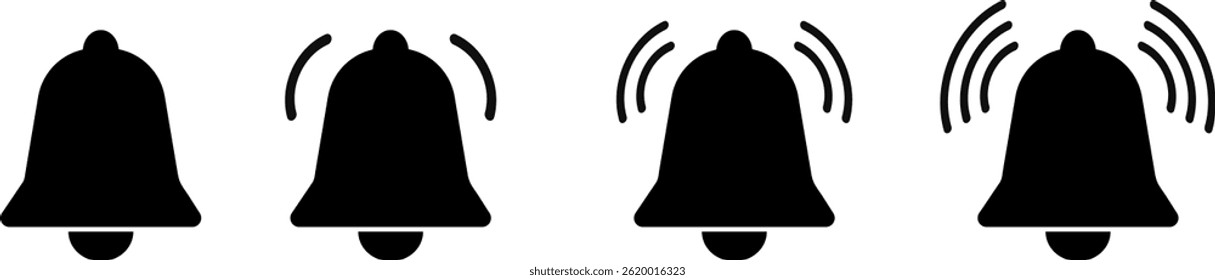 ícone de sinos de notificação. ícone de sino para notificações ou alertas. sinal de alerta de lembrete. Símbolo de alarme. Lembrete de toques 